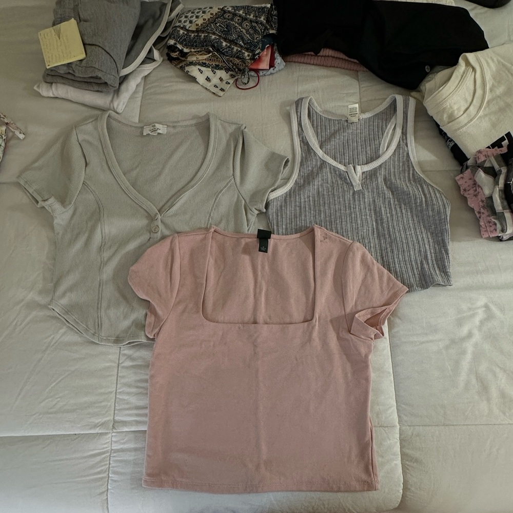 Pink and Gray Tops Set